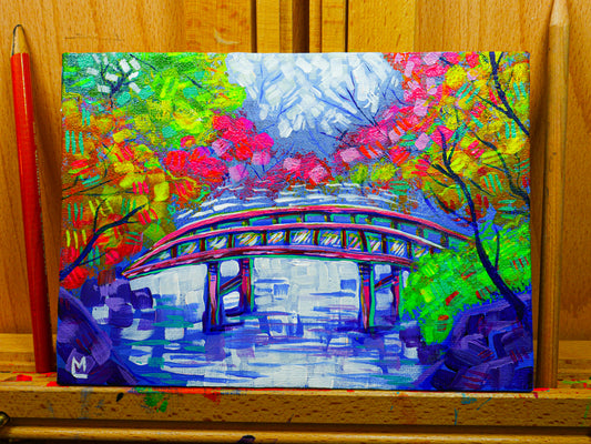 5x7 inch Spring in Japan Inspired Original Acrylic Painting