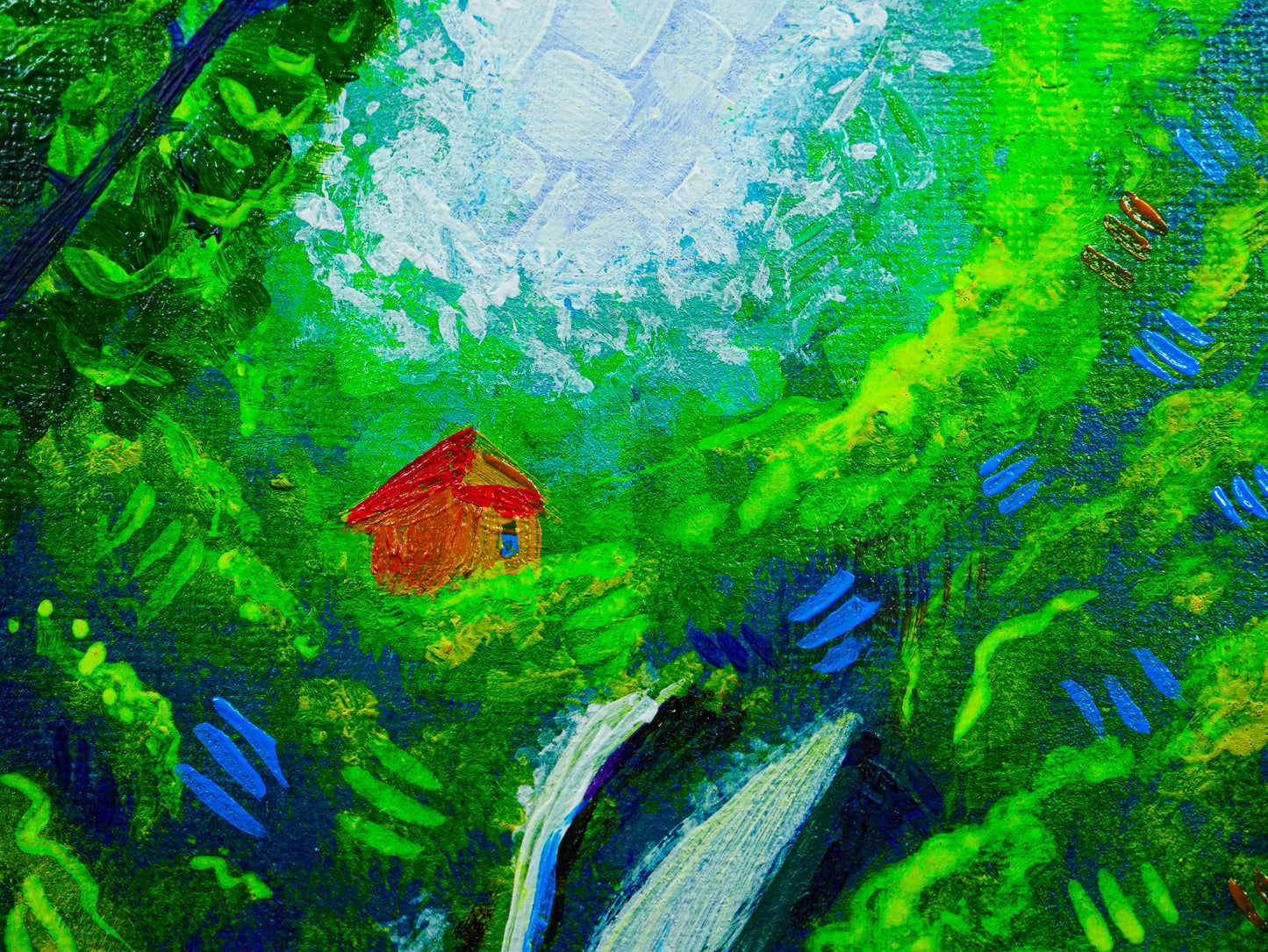5x7 inch Jungle Waterfall Original Acrylic Painting