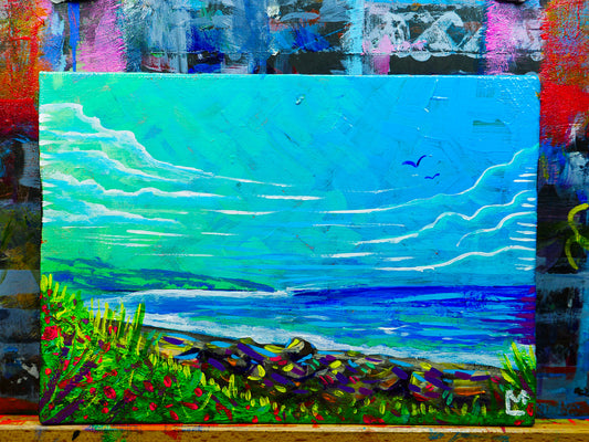 5x7 inch Emerald Beach Landscape Original Acrylic Painting