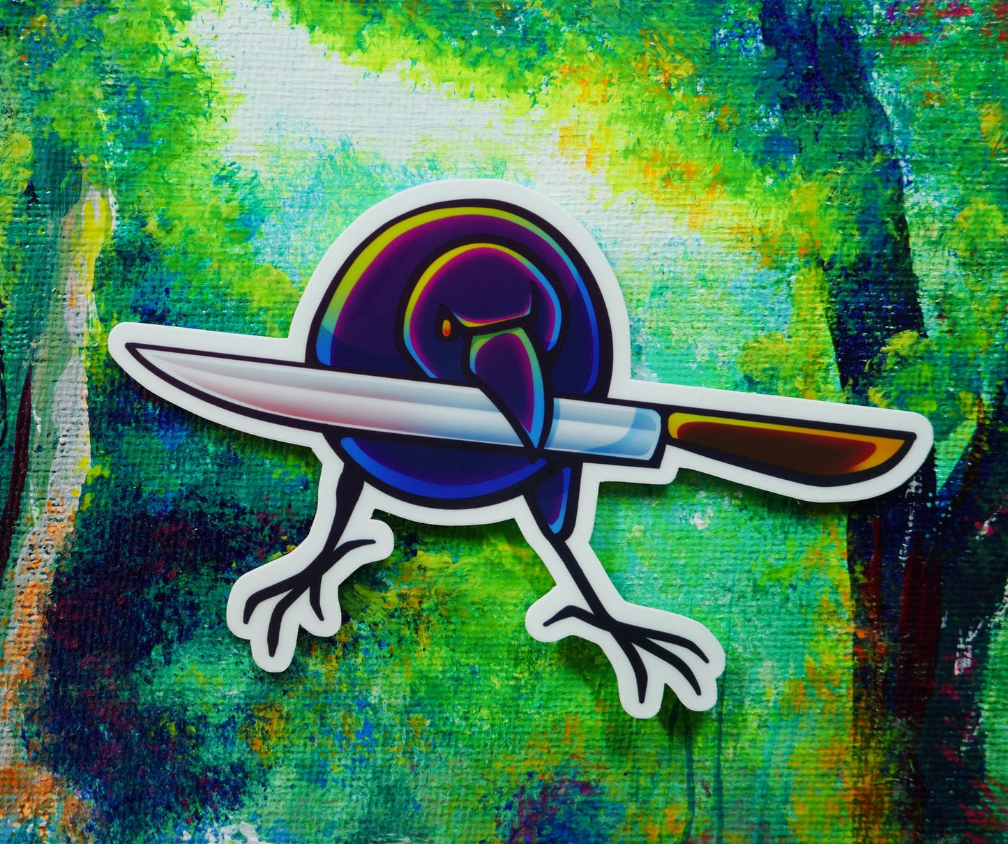 3.75 inch Crow with a Knife - Vinyl Meme Sticker