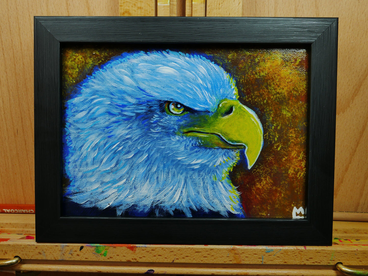 Proud Gaze: 5x7 Inch Original Acrylic Bald Eagle Painting, American Eagle Art, Apartment Wall Decor