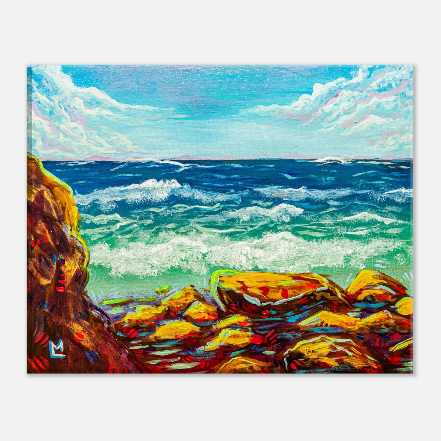 Summer Bliss: Cape Cod Beach Wall Art - Acrylic Landscape Painting, Canvas Print, Coastal Decor