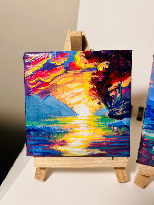 3 x 3 inch Mini Canvas Sunset Painting [Reserved]