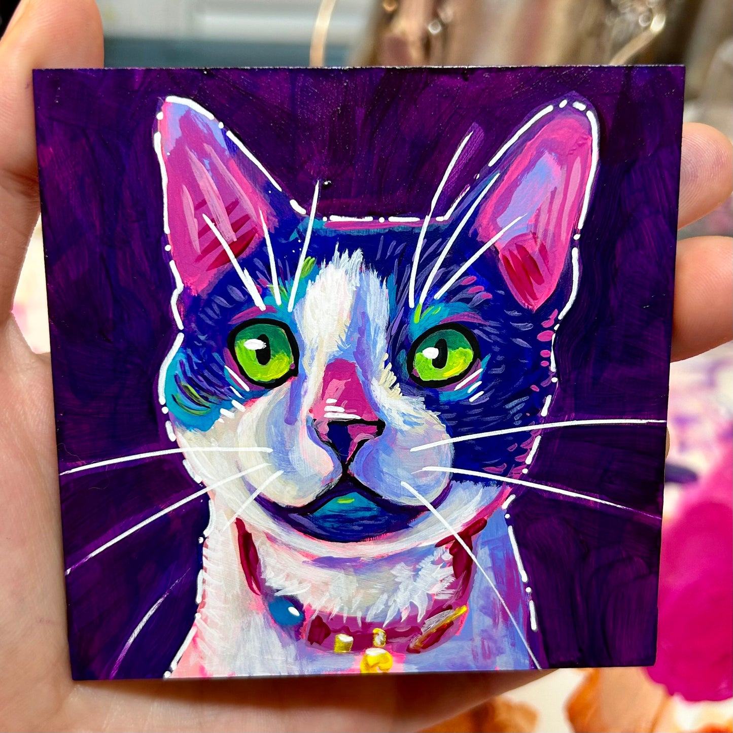 Pet Portrait Painting for Pet Owner Wall Art Cat Painting Gift for Pet Owner Wall Decor for Cat Lover Gift Memorial Pet Painting Handmade