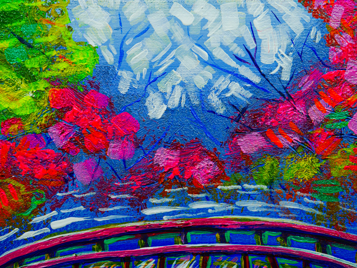 5x7 inch Spring in Japan Inspired Original Acrylic Painting