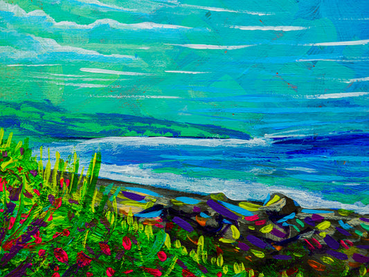 5x7 inch Emerald Beach Landscape Original Acrylic Painting