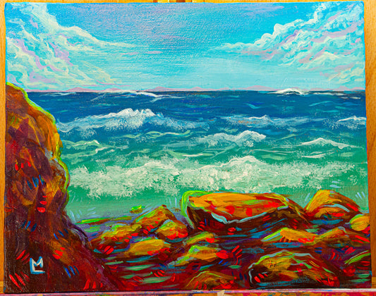 8x10 inch Cape Cod Beach Study Original Acrylic Painting