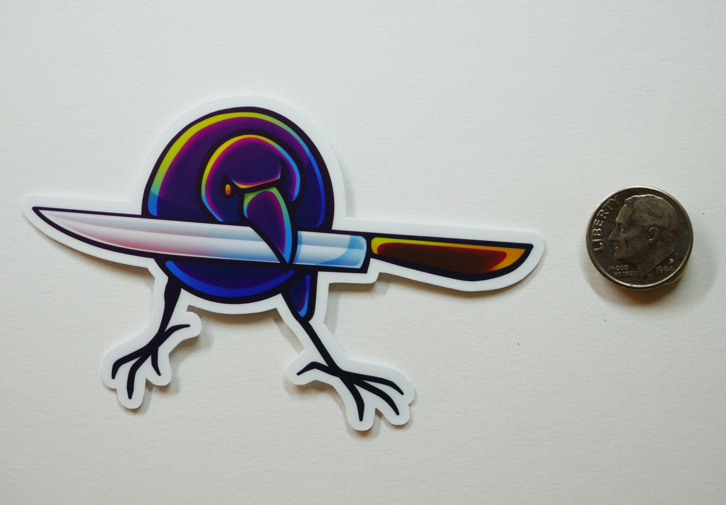 3.75 inch Crow with a Knife - Vinyl Meme Sticker
