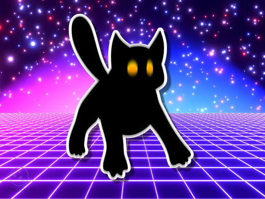 4" Blurry Black Cat Vinyl Sticker