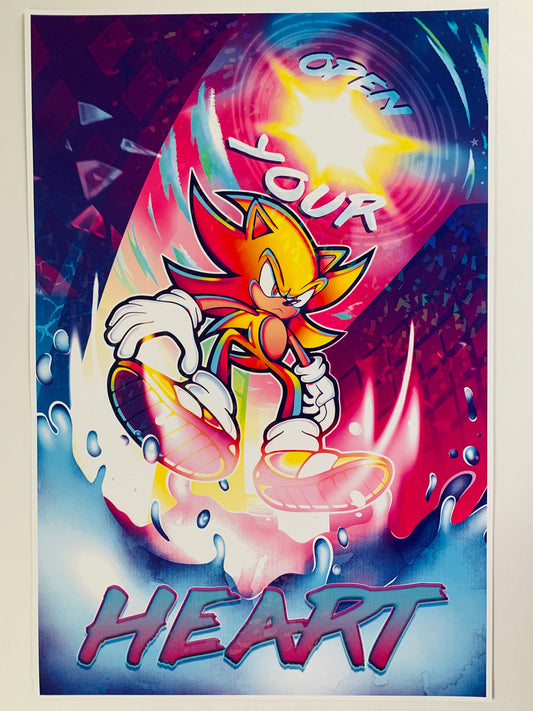12" x 18" Holographic Open Your Heart Video Game Poster Print