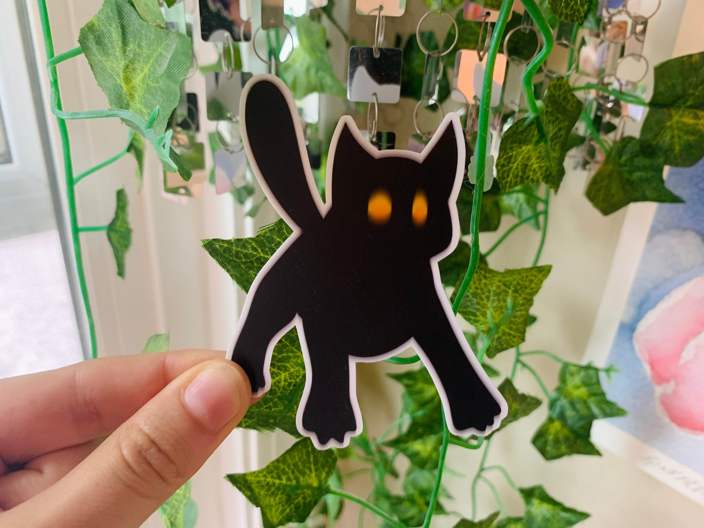 4" Blurry Black Cat Vinyl Sticker