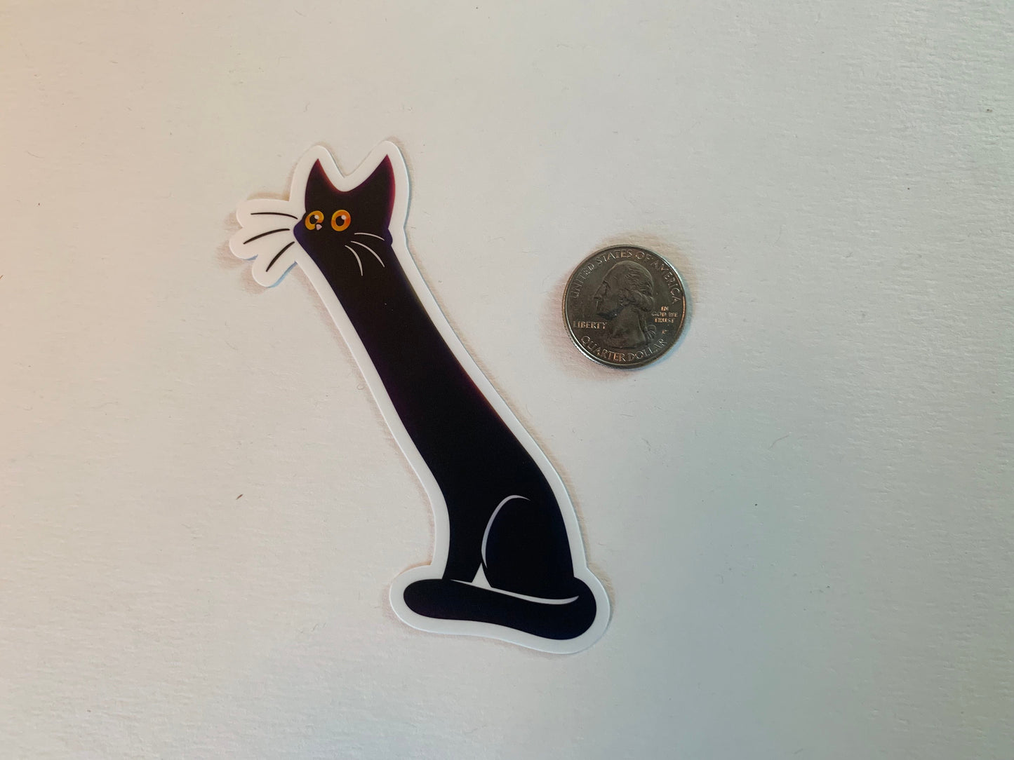 4" Long Black Cat Vinyl Sticker