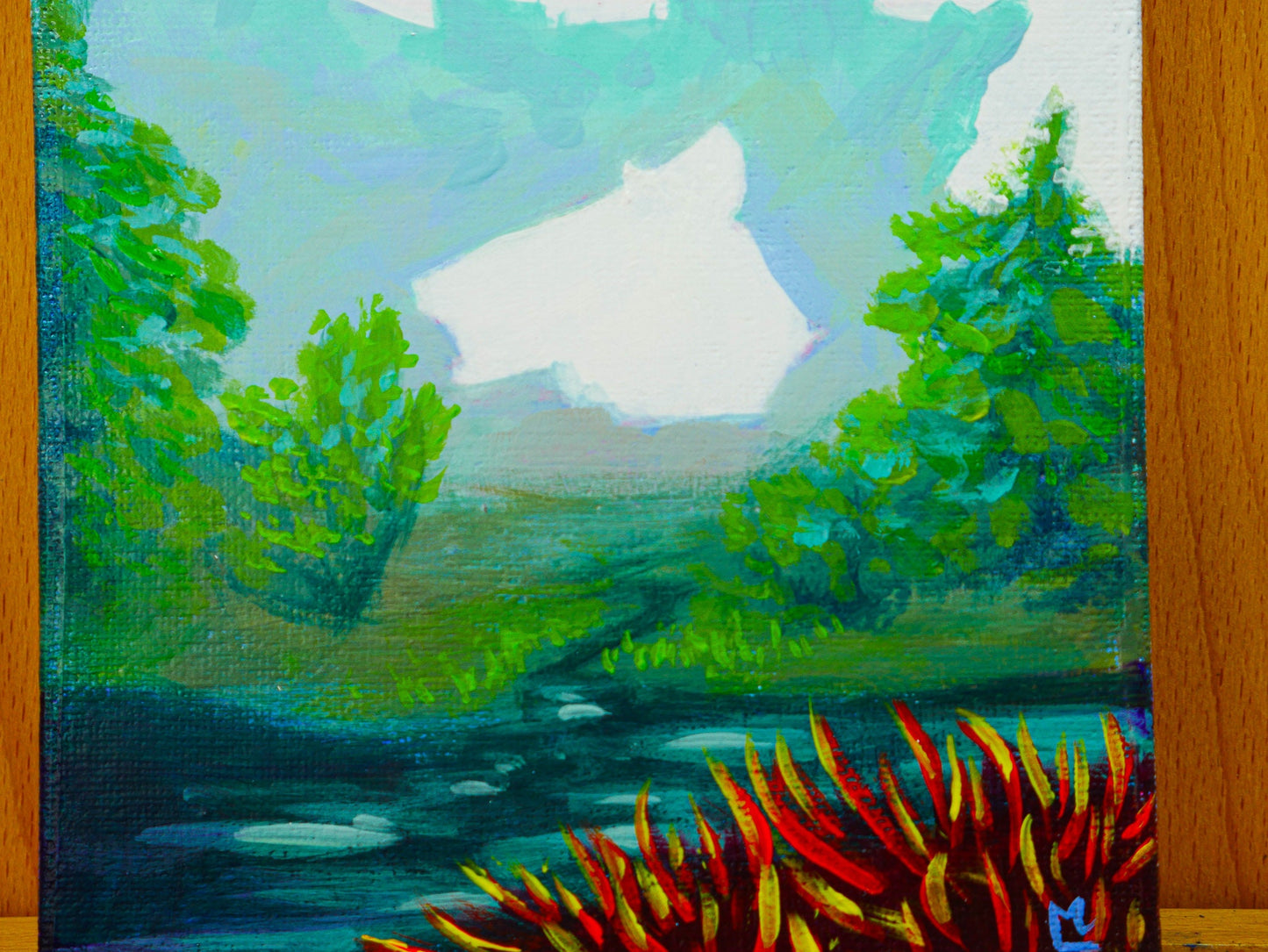5x7 inch Solitude-inspired Hand-Made Canvas Painting - Mini Landscape Painting, RPG & Videogame Landscape Art