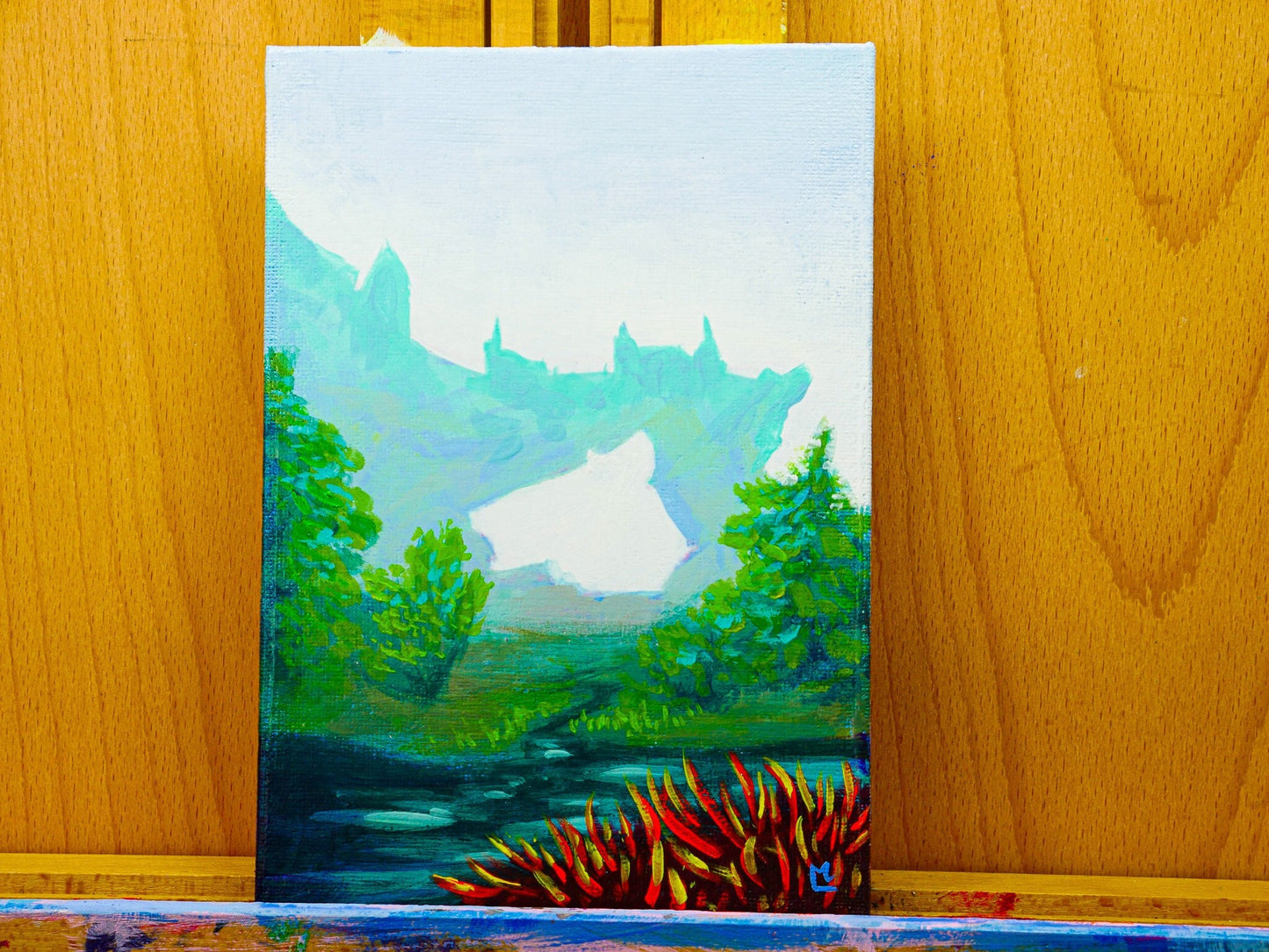 5x7 inch Solitude-inspired Hand-Made Canvas Painting - Mini Landscape Painting, RPG & Videogame Landscape Art