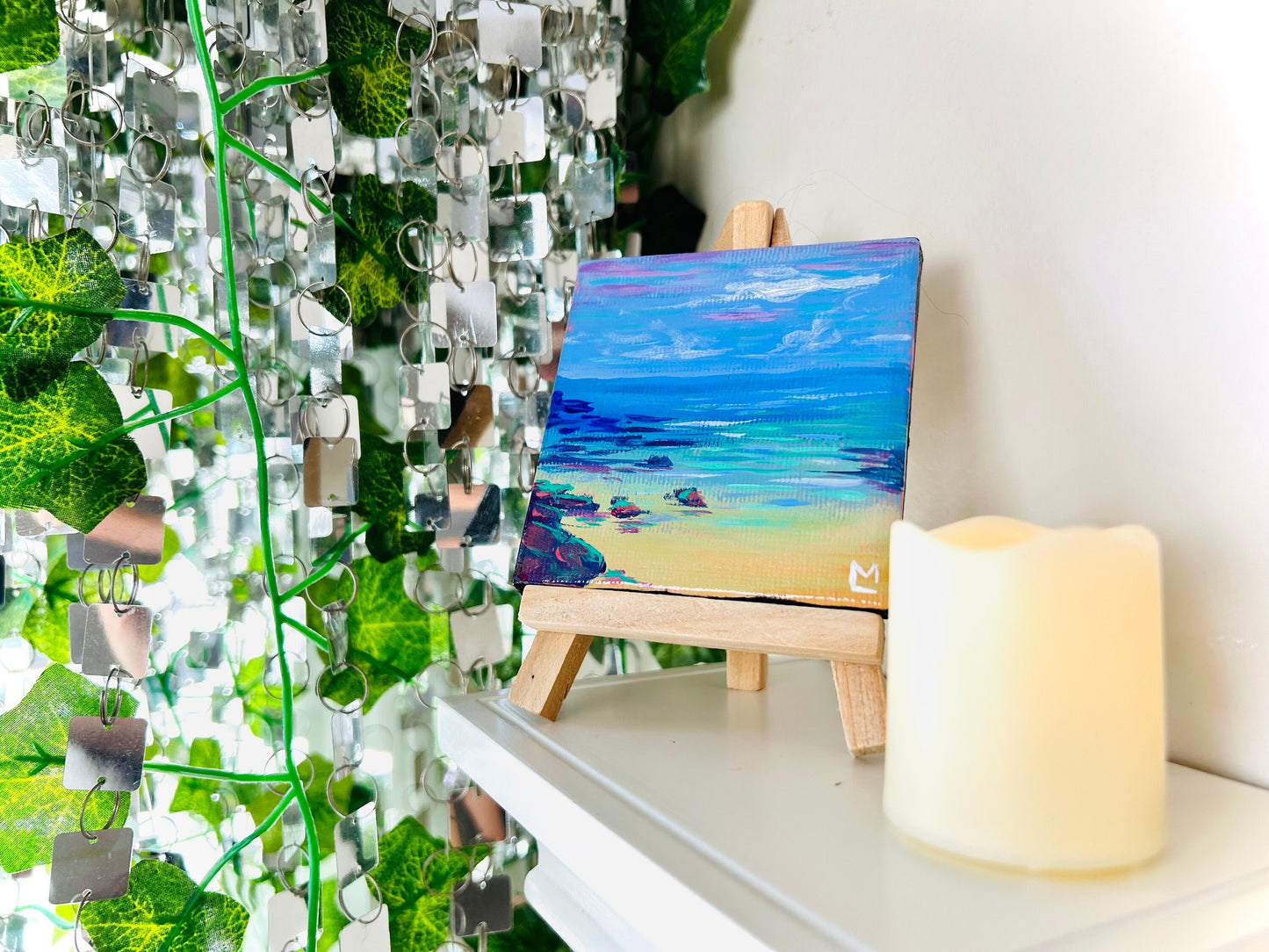 Handmade Cape Cod Inspired Mini Canvas Painting | Trippy Colors Art for Beach House and Ocean Decor