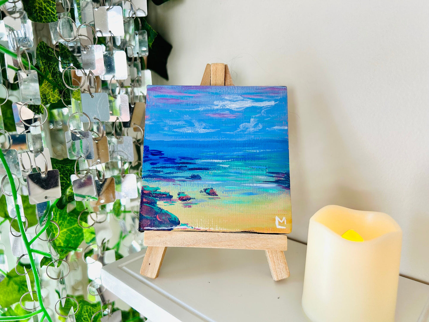 Handmade Cape Cod Inspired Mini Canvas Painting | Trippy Colors Art for Beach House and Ocean Decor