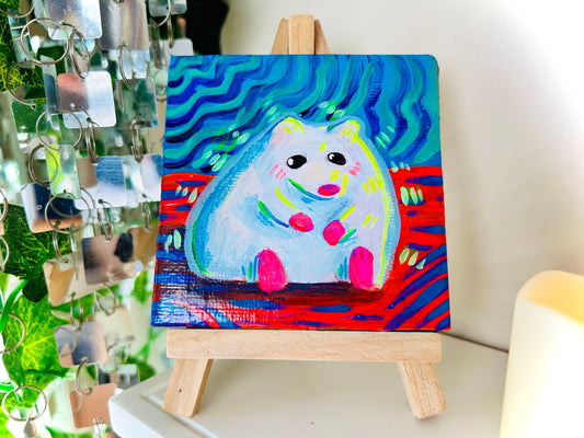 Hamster Mini Canvas Painting |  Funky and Trippy Art for Critter Enjoyers