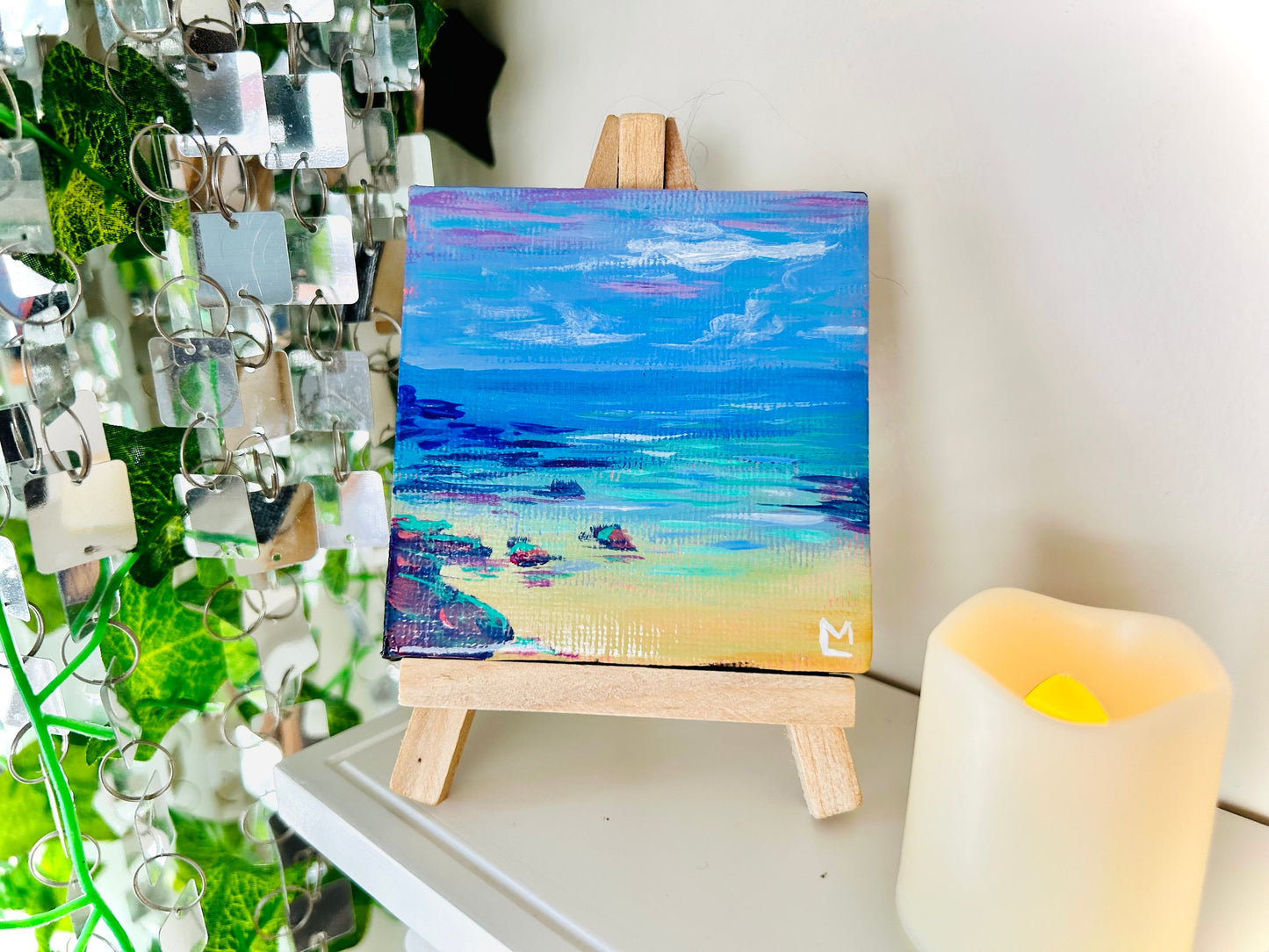 Handmade Cape Cod Inspired Mini Canvas Painting | Trippy Colors Art for Beach House and Ocean Decor