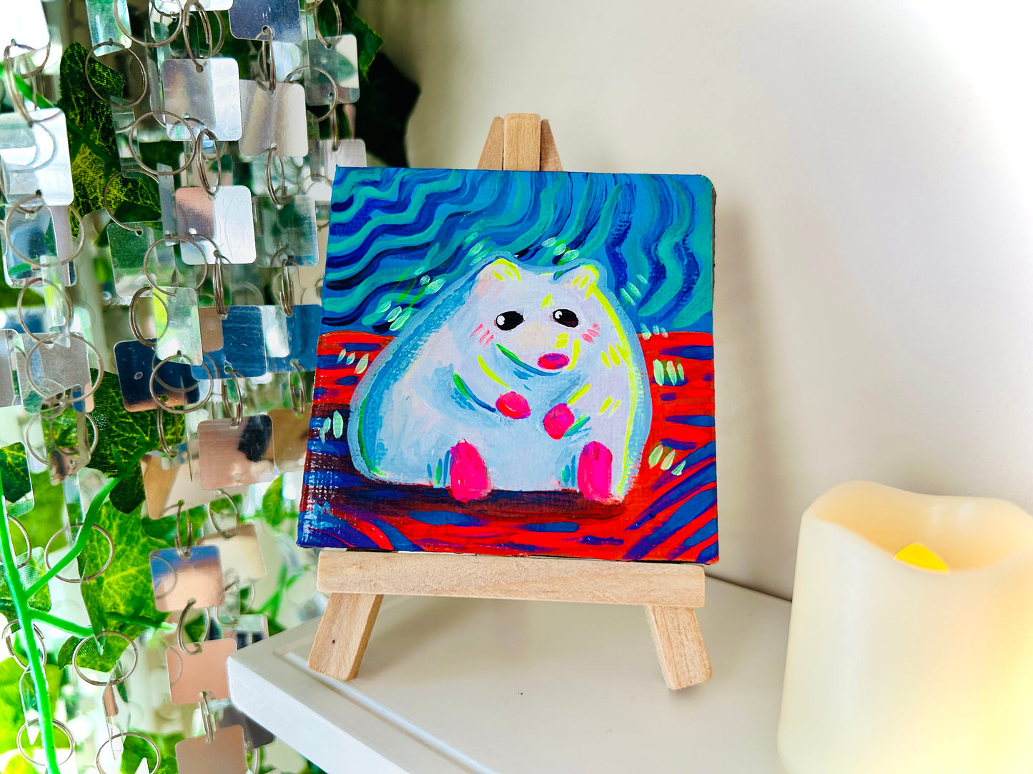 Hamster Mini Canvas Painting |  Funky and Trippy Art for Critter Enjoyers