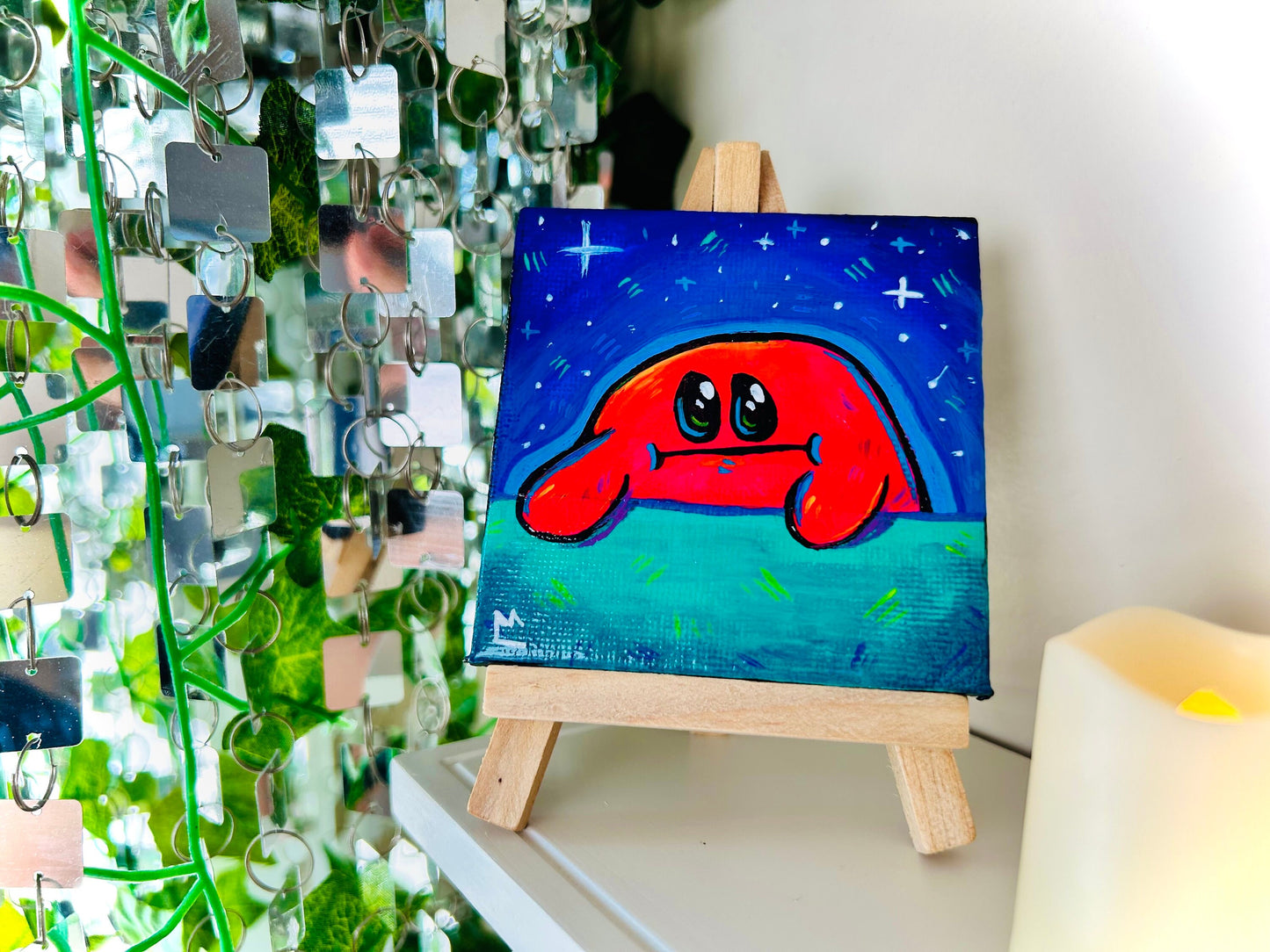 Cursed Kirby Mini Canvas Painting for Apartment Decor