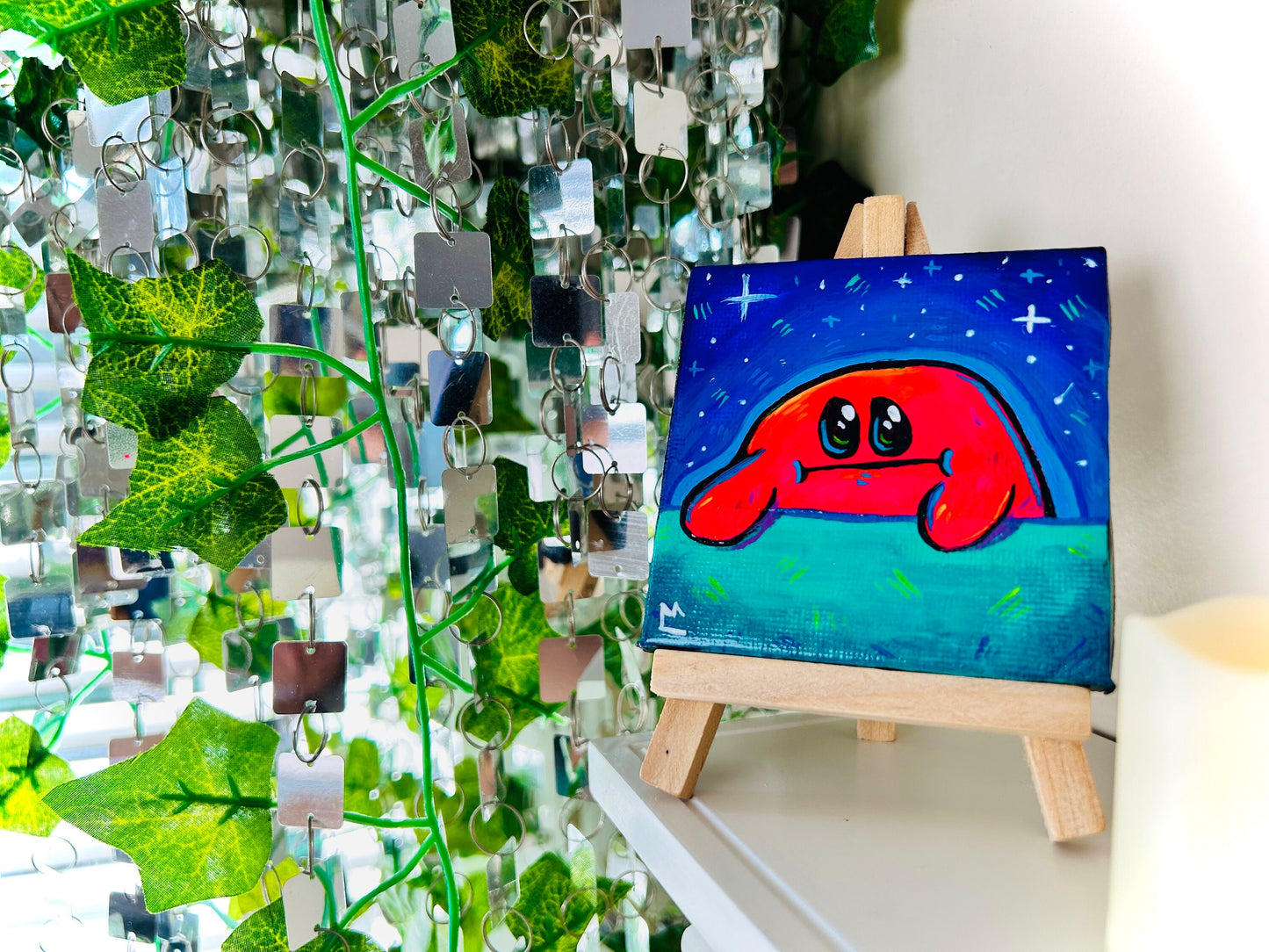 Cursed Kirby Mini Canvas Painting for Apartment Decor