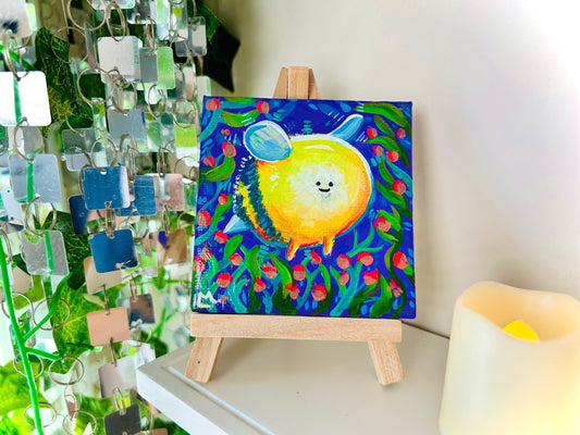 Chonky Bumble Bee Mini Canvas Painting | Funky & Trippy Colors for Apartment Decor