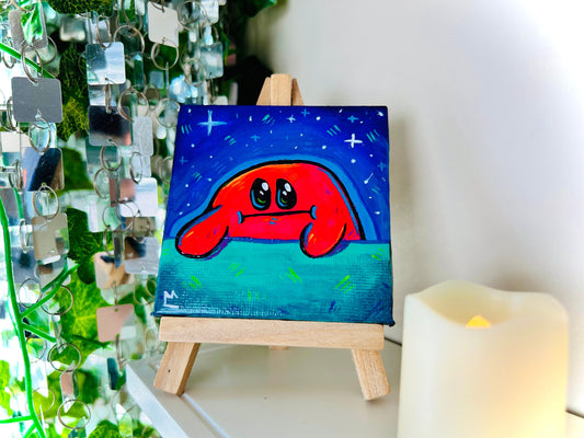 Cursed Kirby Mini Canvas Painting for Apartment Decor