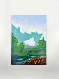 5x7 inch Solitude-inspired Hand-Made Canvas Painting - Mini Landscape Painting, RPG & Videogame Landscape Art