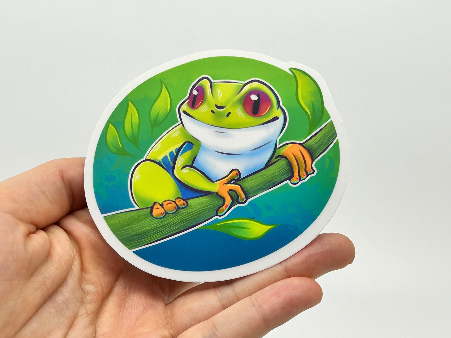 Cute Vinyl Red-Eyed Green Tree Frog Sticker - Perfect for Laptop, Sticker Collectors & Wildlife Enthusiasts