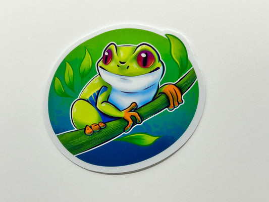 Cute Vinyl Red-Eyed Green Tree Frog Sticker - Perfect for Laptop, Sticker Collectors & Wildlife Enthusiasts